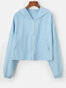 Hooded Drop Shoulder Zip Pocket Jacket M Light blue