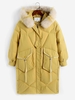 Hooded Faux Fur Collar Parka Longline High Quality 100% White Duck Puffer Down Jacket L Yellow