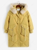 Hooded Faux Fur Collar Parka Longline High Quality 100% White Duck Puffer Down Jacket M Yellow