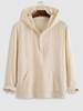Hooded Half Button Kangaroo Pocket Flax Top M Champagne