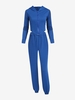 Hooded High Waisted Jogger Sweatpants Set L Blue