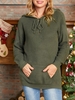 Hooded Lace Up Drop Shoulder Pocket Sweater M Deep green