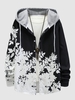Hooded Leaf Print Shirt Xxl Multi a