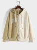 Hooded Los Angeles Graphic Two Tone Fleece Linging Jacket S Coffee