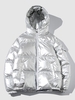 Hooded Metallic Pocket Quilted Puffer Coat Xl Silver