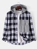 Hooded Plaid Corduroy Insert Pocket Shirt Xxl Multi a