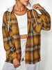 Hooded Plaid Pocked Frayed Flannel Shacket Xl Yellow