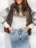 Hooded Pocket Slit Teddy Vest Coat Deep coffee