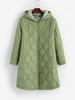 Hooded Quilted Double Way Zip Longline Coat Light green
