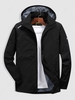 Hooded Reflective Design Zip Up Windbreaker Jacket M Black