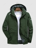 Hooded Reflective Design Zip Up Windbreaker Jacket M Deep green