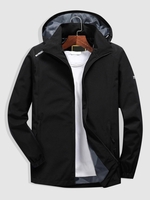 Hooded Reflective Design Zip Up Windbreaker Jacket Xl Black