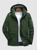 Hooded Reflective Design Zip Up Windbreaker Jacket Xl Deep green