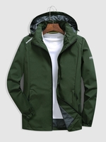 Hooded Reflective Design Zip Up Windbreaker Jacket Xl Deep green