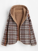 Hooded Reversible Open Front Fluffy Teddy Coat S