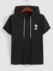 Hooded Rose Printed Streetwear T-shirt Xxl Black