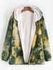Hooded Tie Dye Corduroy Fleece Zip Up Jacket Xl Deep green