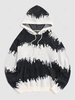 Hooded Tie Dye Pattern Y2K Aesthetic Knit Sweater Xl Black
