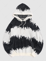 Hooded Tie Dye Pattern Y2K Aesthetic Knit Sweater Xl Black