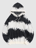 Hooded Tie Dye Pattern Y2K Aesthetic Knit Sweater Xxl Black
