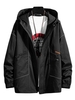 Hooded Toggle Drawstring Zip Up Graphic Binding Trim Jacket 3xl Black