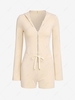 Hooded Zip Placket Unitard Romper M Light coffee