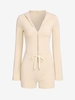 Hooded Zip Placket Unitard Romper S Light coffee