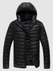 Hooded Zip Up Pockets Puffer Quilted Down Coat S Black
