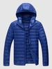 Hooded Zip Up Pockets Puffer Quilted Down Coat S Blue