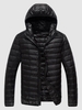 Hooded Zip Up Pockets Puffer Quilted Down Coat Xl Black