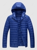Hooded Zip Up Pockets Puffer Quilted Down Coat Xl Blue