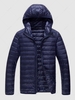 Hooded Zip Up Pockets Puffer Quilted Down Coat Xl Deep blue