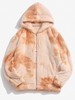 Hooded Zip Up Tie Dye Fuzzy Fluffy Jacket Xl