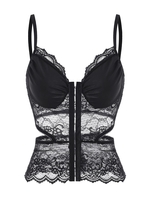 Hook-and-eye Cut Out Bustier Cami Top M Black