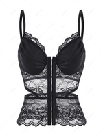 Hook-and-eye Cut Out Bustier Cami Top S Black