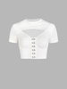 Hook-and-eye Cut Out Cropped Tee M White