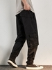 Hook and Loop Design Solid Color Cargo Pants Xl Black