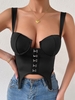 Hook Detail Underwire Garter Top S Black