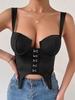 Hook Detail Underwire Garter Top Xs Black