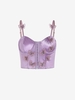 Hook Front Butterfly Applique Bralette Top L Purple