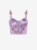 Hook Front Butterfly Applique Bralette Top S Purple