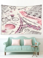 Hot Balloon Eiffel Tower Print Wall Hanging Tapestry