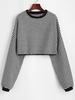 Houndstooth Boxy Tweed Sweatshirt Milk white