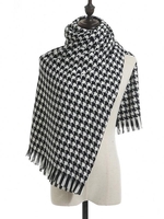 Houndstooth Cashmere Fringe Scarf