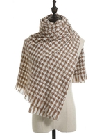 Houndstooth Cashmere Fringe Scarf