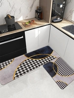 Houndstooth Colorblock Pattern Kitchen Mat