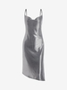 Houndstooth Cowl Front Slit Dress S Silver
