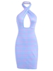Houndstooth Criss Cross Cut Out Slinky Dres Xl Light blue