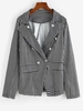 Houndstooth Double Breasted Flap Detail Blazer M Black