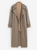 Houndstooth Drop Shoulder Belted Longline Coat S Coffee